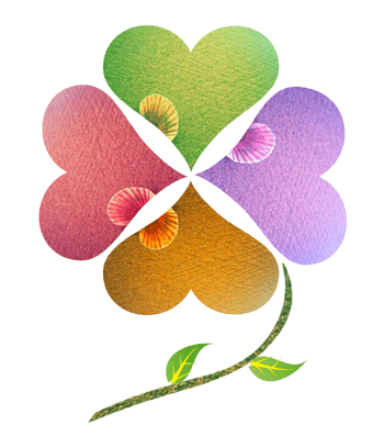 四色四叶草图片素材