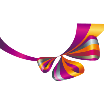 手绘彩色蝴蝶结飘带图案