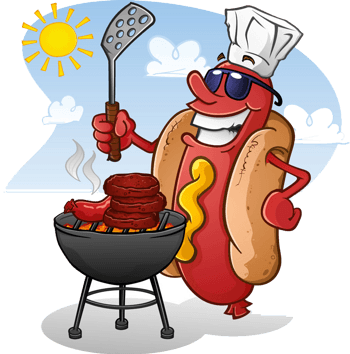 烤肉的热狗肠卡通画