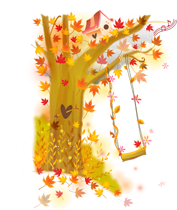 矢量手绘大树秋千