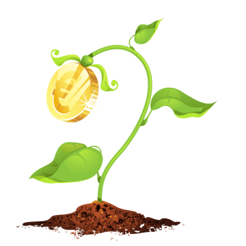 发芽开花金钱矢量