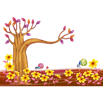 小树小花矢量卡通素材