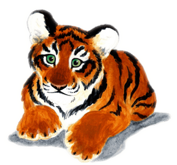 可爱的手绘趴着的小老虎