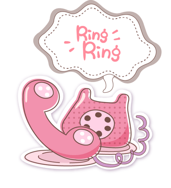 手绘粉色电话铃声字母