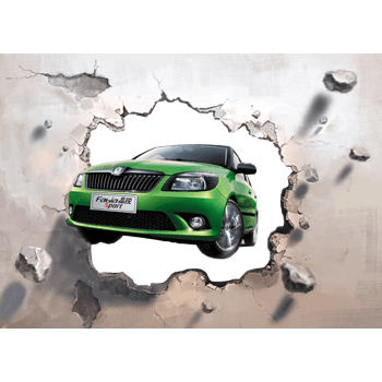 汽车破墙而出装饰素材
