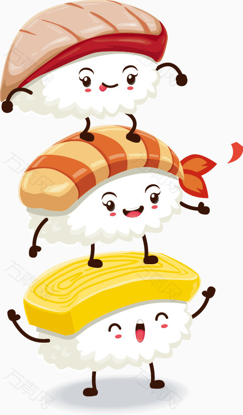 卡通寿司设计矢量图下载可爱