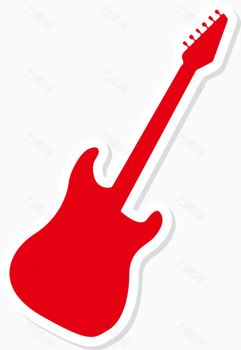卡通红色吉他