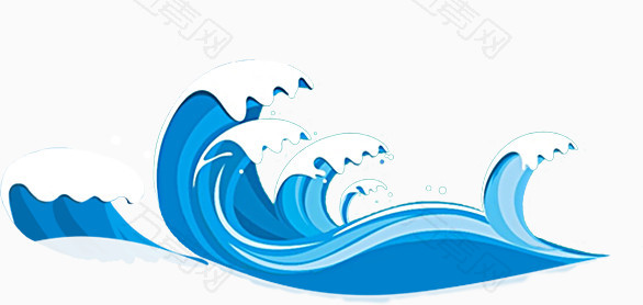 蓝色卡通水波波浪