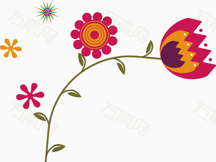彩色卡通花卉