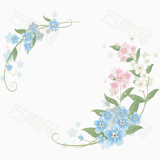 边框蓝色水彩花