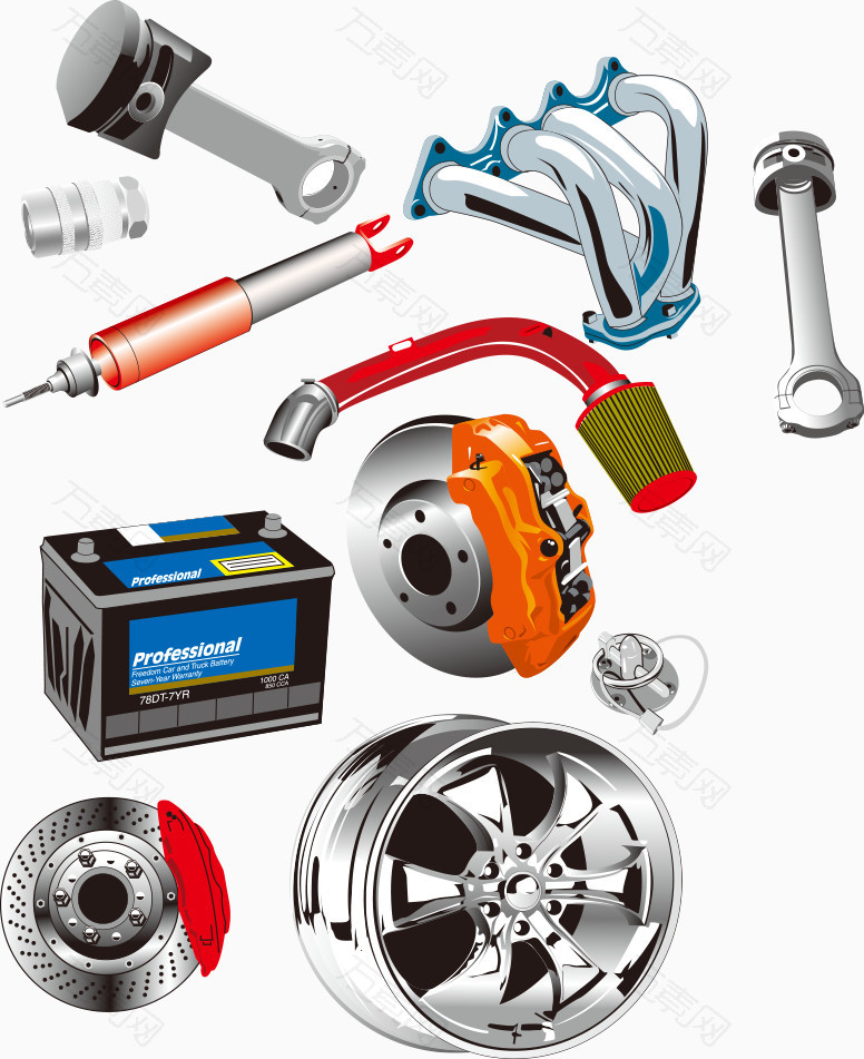矢量卡通汽车部件免抠元素图片-元素素材5926441-万素网