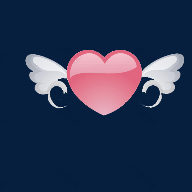 卡通手绘爱心翅膀