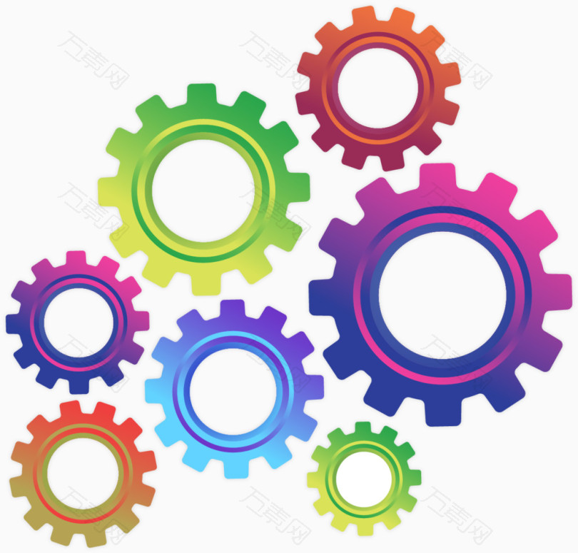 矢量手绘彩色齿轮