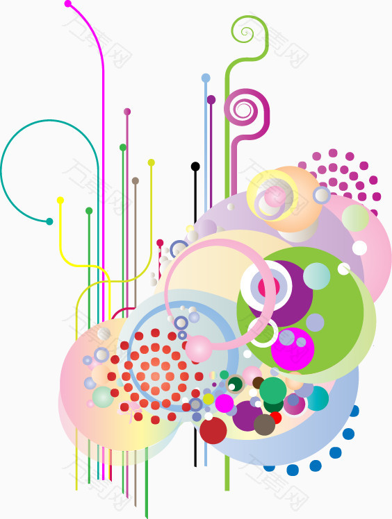 手绘彩色圆形线条图案