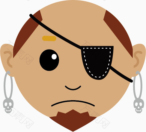免抠元素 当前作品万素网提供单眼海盗卡通手绘素材.该素材体积0.