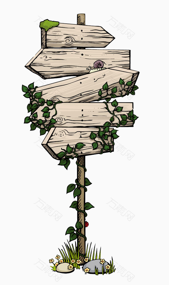 树藤缠绕的告示牌