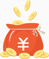 红色钱袋卡通掉落金币