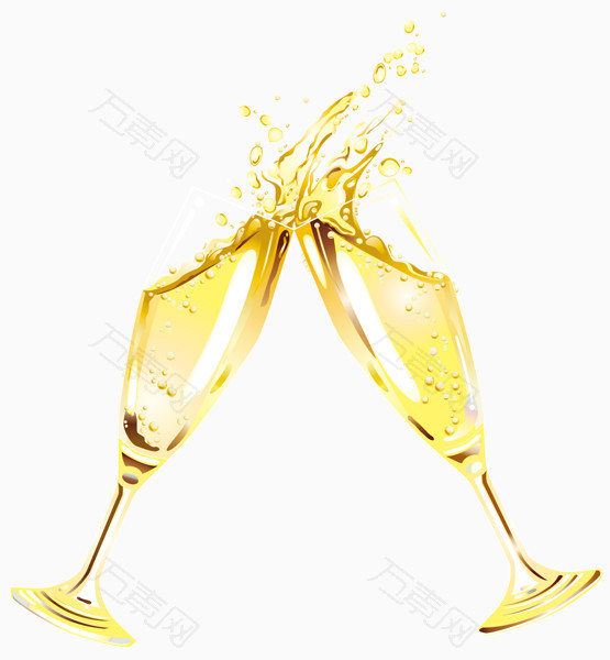 金色碰杯香槟酒杯