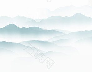 水墨山脉白云