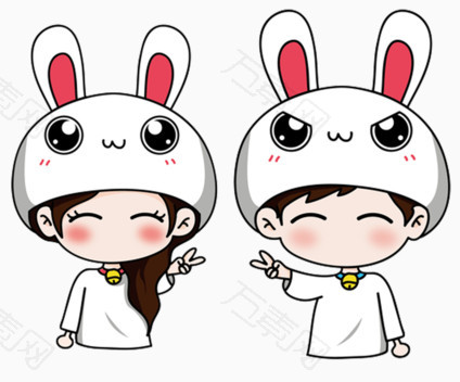 卡通兔子情侣