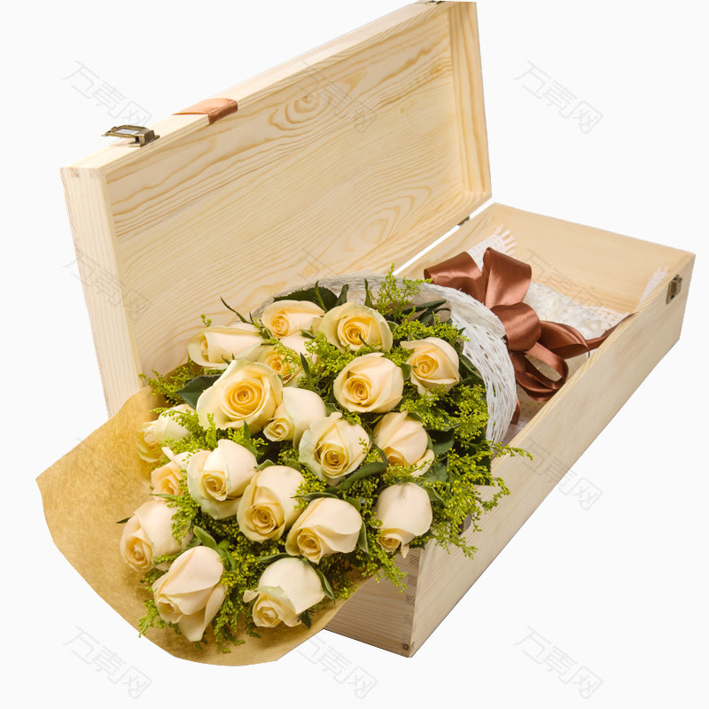 木盒装香槟玫瑰