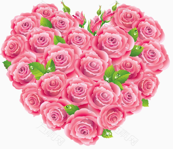 粉色玫瑰花心形图案