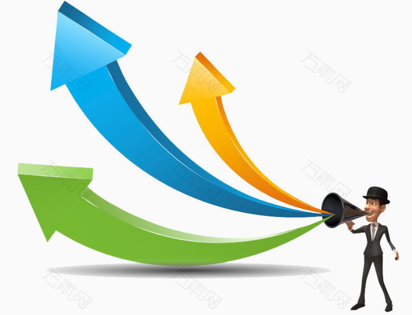 3d立体上升趋势的ppt箭头素材