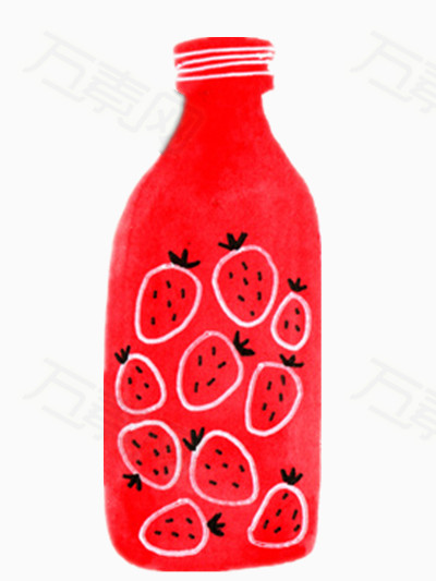  红色瓶子 草莓 饮料