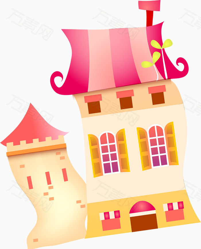 可爱粉色楼房卡通矢量图