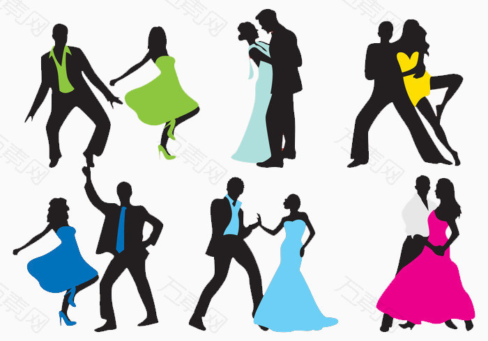 矢量男女蹦迪动作