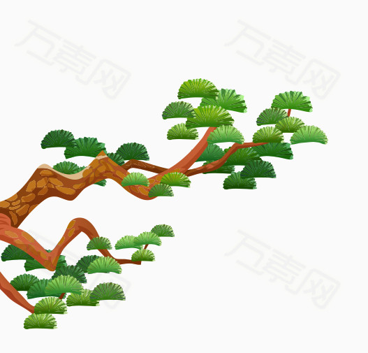 绿色卡通手绘松树