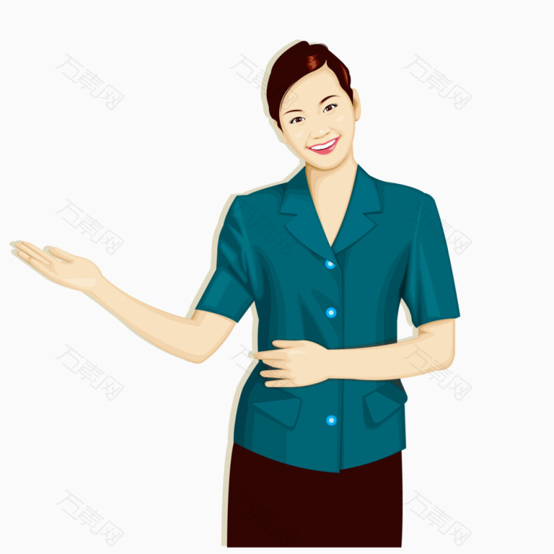 做出有请动作得服务员_卡通手绘_1500*1501px_编号4137527_png格式