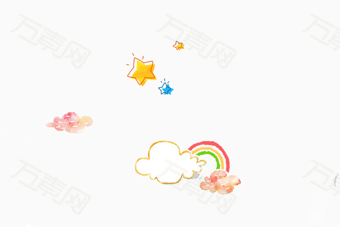  手绘 云 星星 彩虹