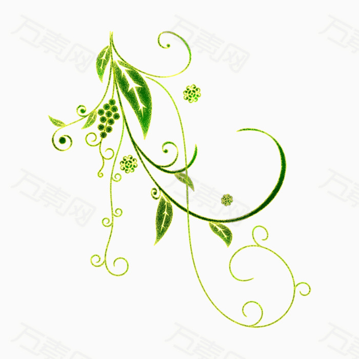 手绘绿色枝条图片免费下载_卡通手绘_万素网