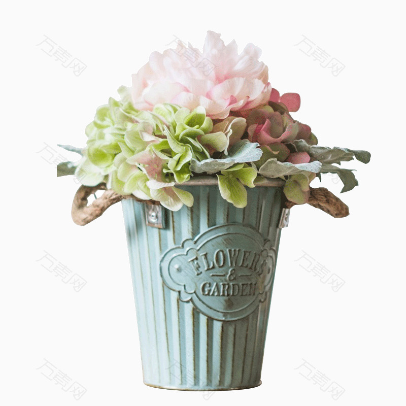 复古蓝铁皮花筒