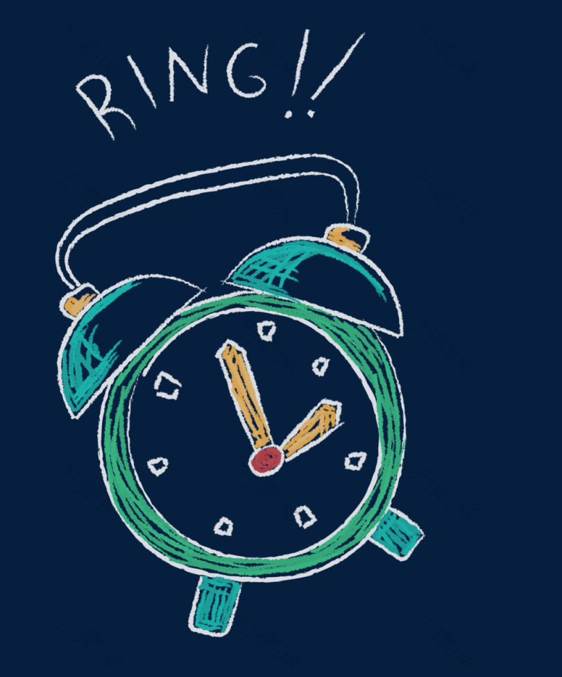 粉笔手绘矢时尚闹钟