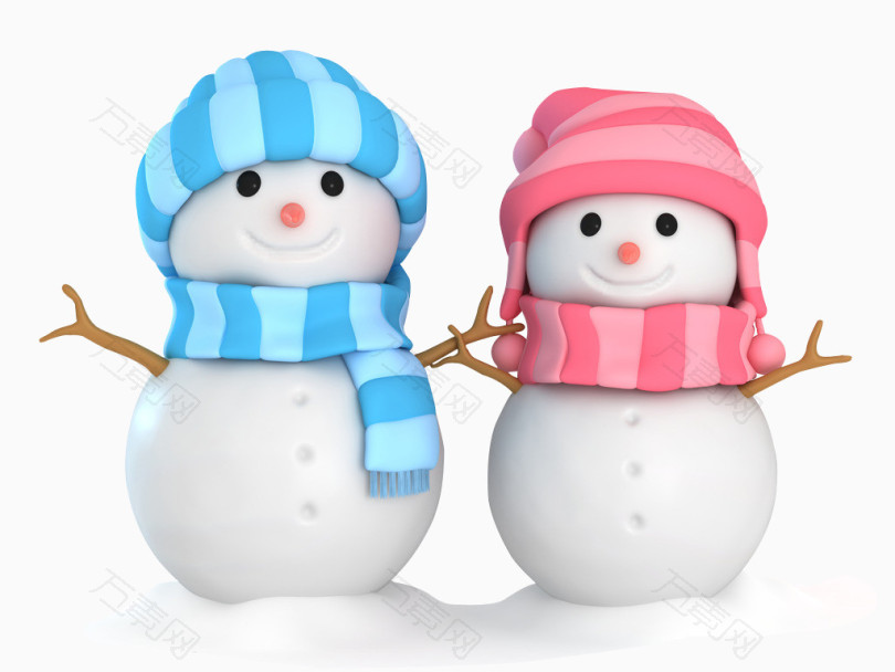 粉色蓝色雪人