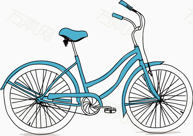 蓝色自行车图片免费下载_卡通手绘_万素网