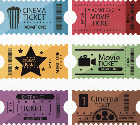 矢量手绘电影票