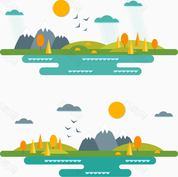 秋天树叶枫叶黄色矢量