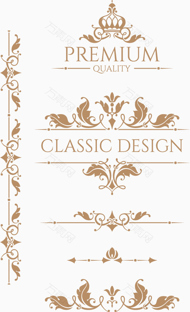 欧式金色花纹边框png元素素材图片下载-万素网