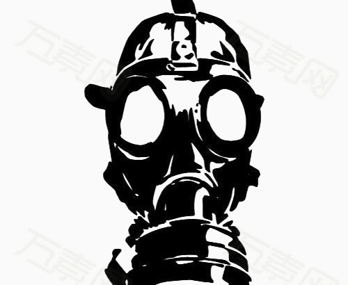 黑色防毒面具剪影