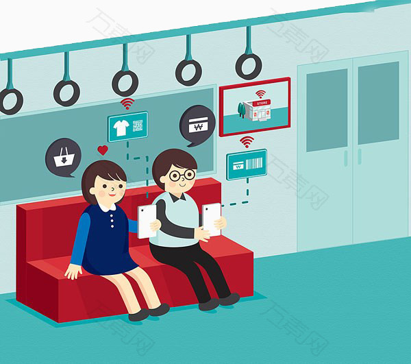 人们坐地铁_卡通手绘_600*531px_编号4246917_png格式_万素网