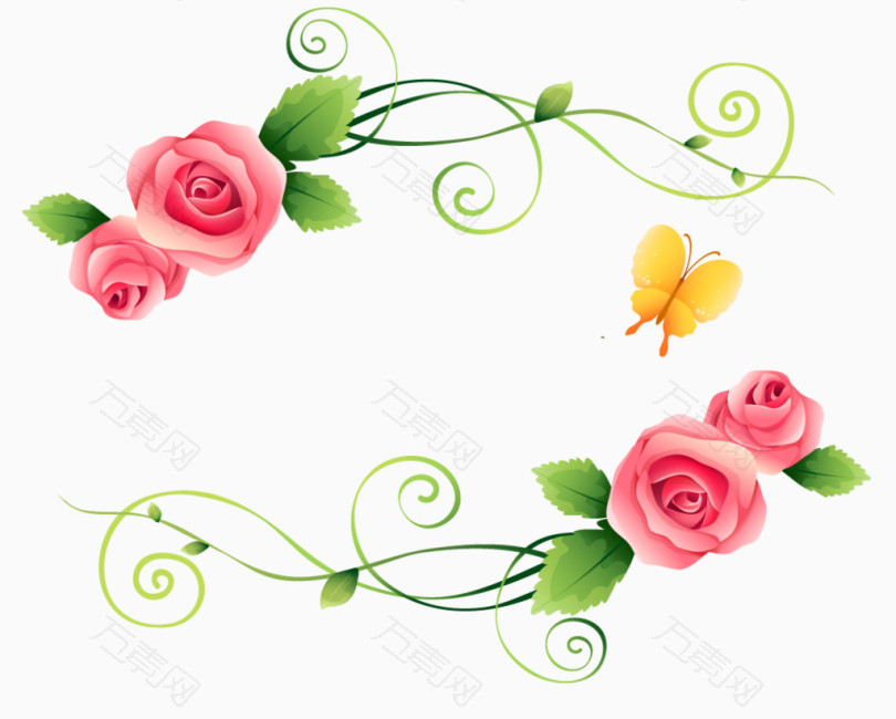 玫瑰花框边