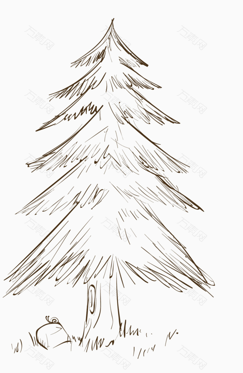 手绘松树