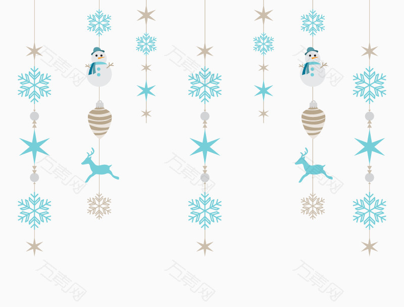 矢量圣诞雪人雪花垂落