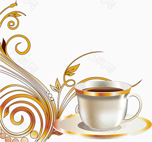 矢量花纹咖啡