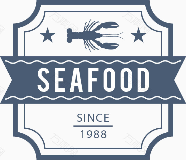 海洋食品海鲜标签矢量素材