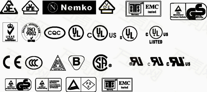 認證標識 qs emc ce iso9002 gs 黑白標識