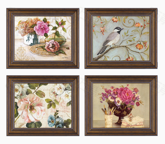 挂画 电表箱画 美式挂画 壁画 产品实物 花鸟画 墙壁装饰